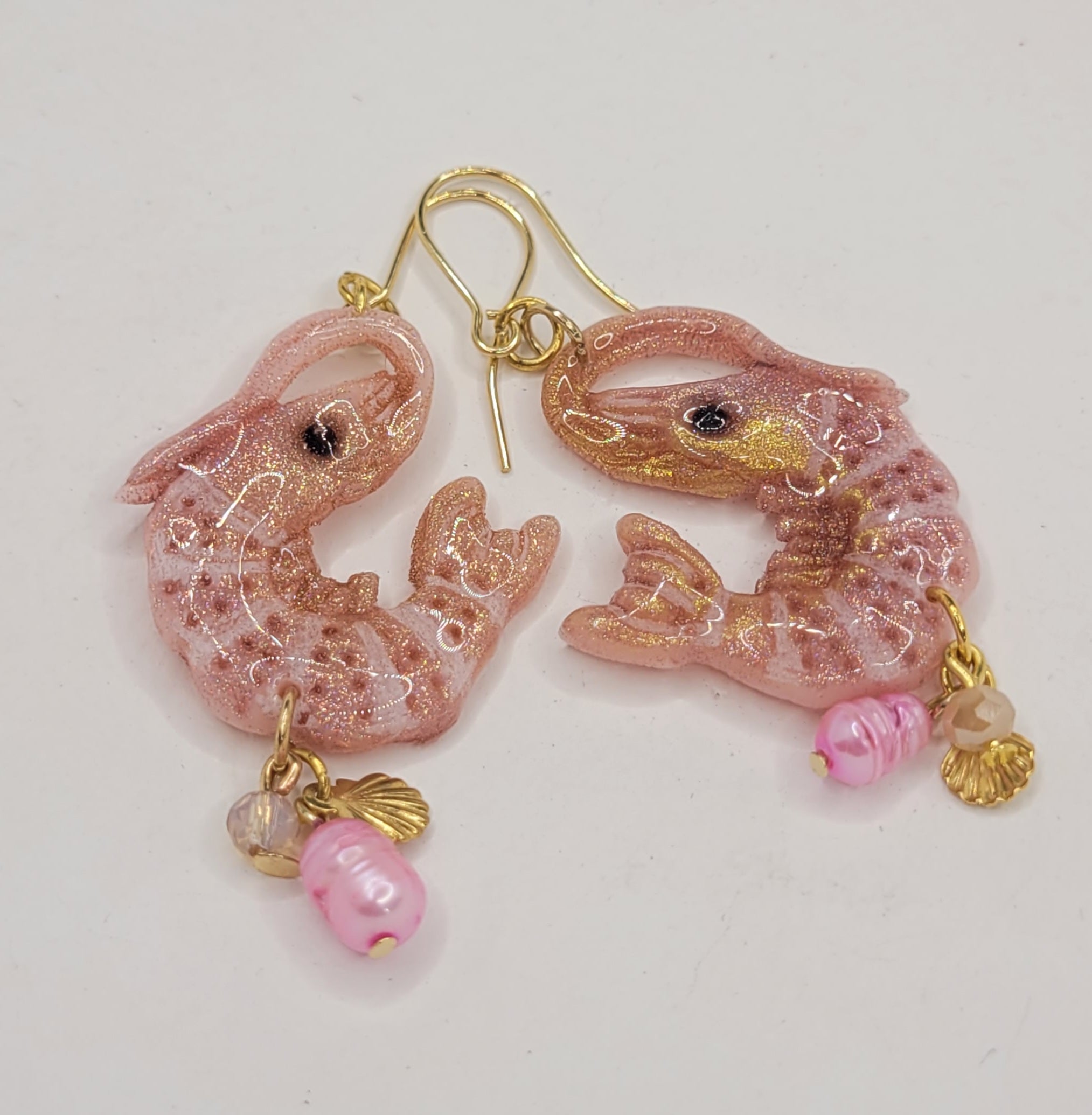 Shimmering Prawn Earrings