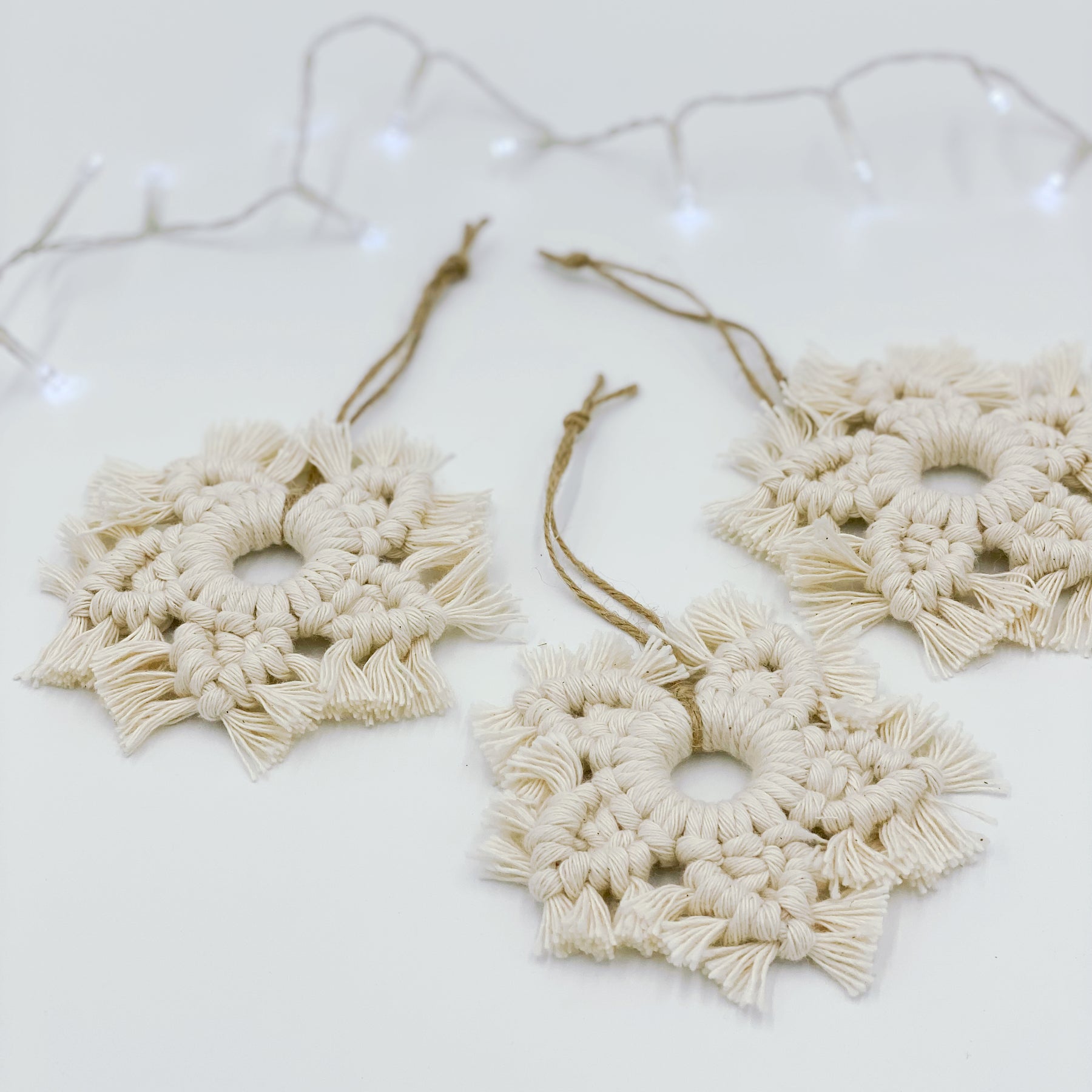 Macrame Christmas snowflake ornament - Set of 3