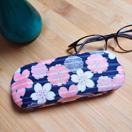 Glasses Case - Sakura - Navy Blue/Pink