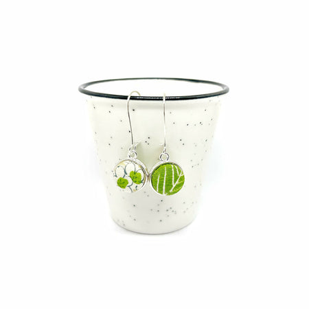 Double Sided Earrings - Ume Blossom Green