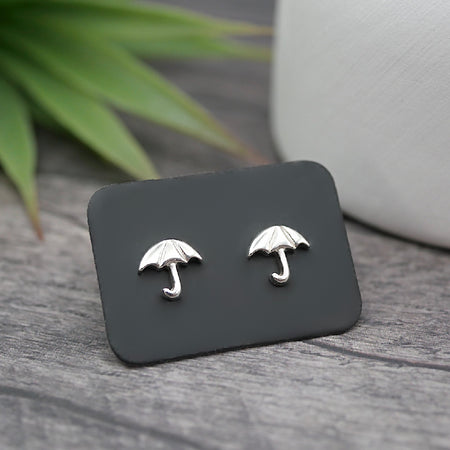 Umbrella Studs - Handmade Sterling Silver Earrings with Gift Box