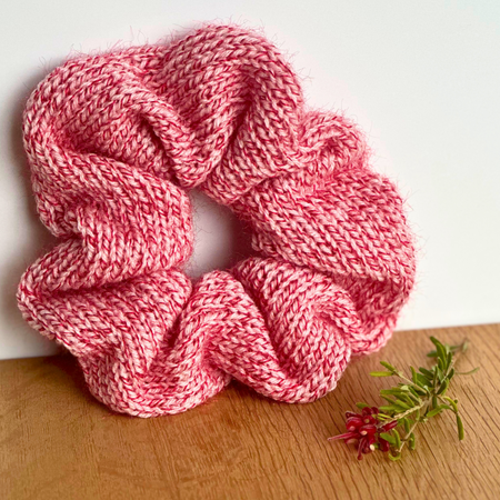 Oversized Candy Cane Knit Ruffled Scrunchie