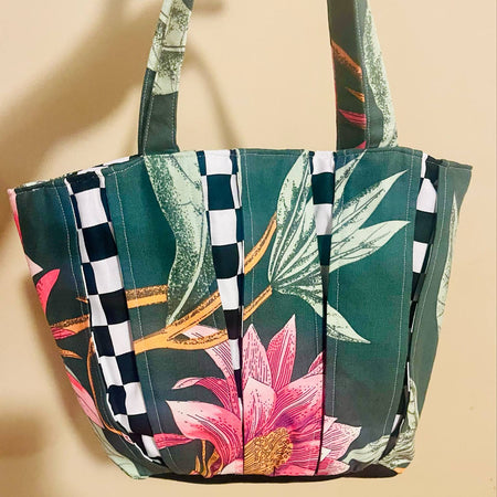 Floral Check Tote
