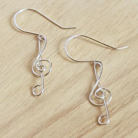 Treble clef dangle earrings  | sterling silver or stainless steel | Music lover gift