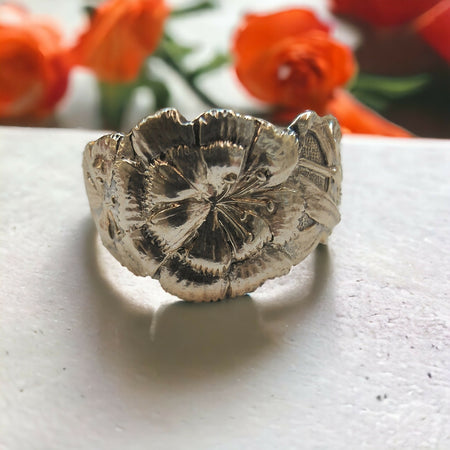 Vintage Sterling Silver Floral Spoon Ring (1915-1930)
