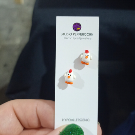 Chicken stud earrings