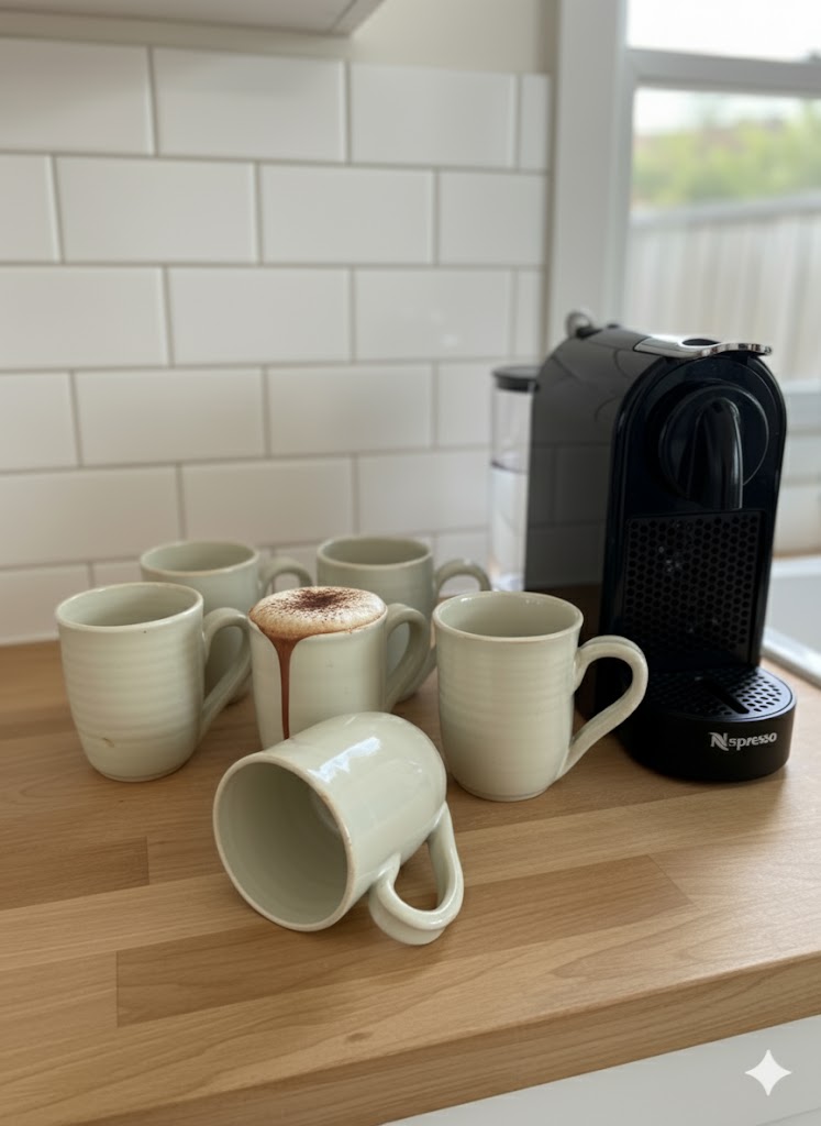 SALE! Handmade set of 6 Shino Glazed Coffee Cups