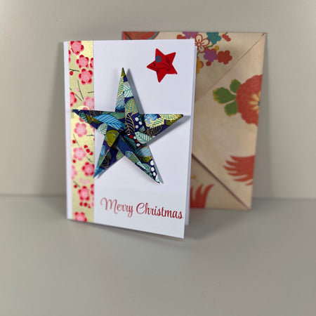 Handmade Origami Christmas Star Card with Hand-Folded Paper Envelope