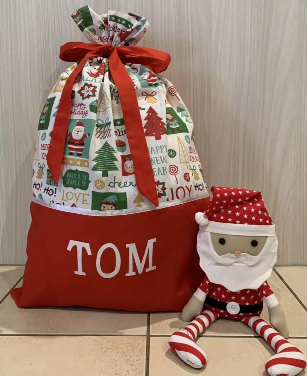 Personalised Christmas Sack - Christmas Cheer Print