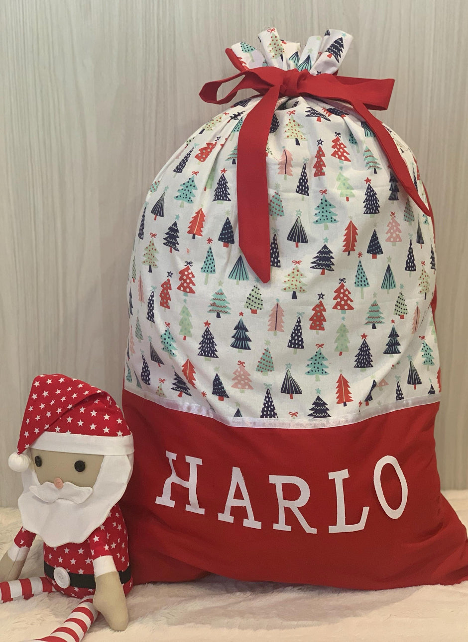 Personalised Christmas Sack - Christmas Trees