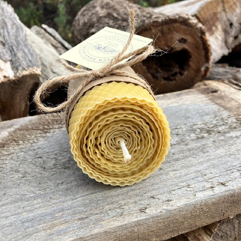 Narrow Road Living Medium Hand Rolled Pillar Beeswax Candle 2