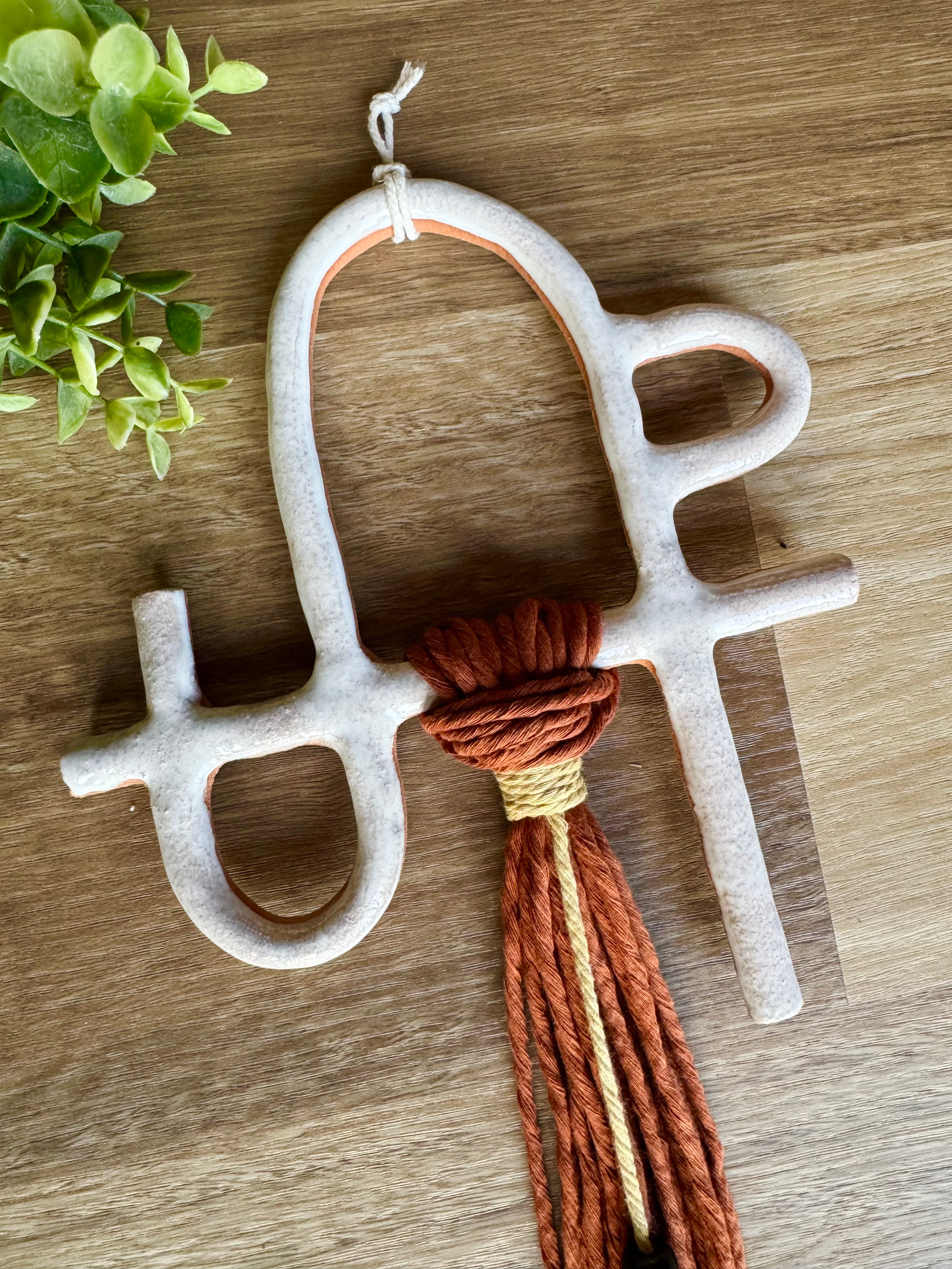 Clay and cord organic design wall hanging