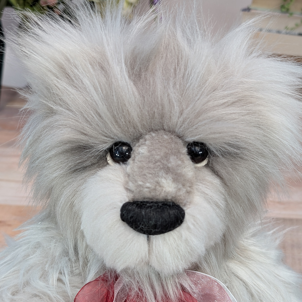 Handmade One-of-a-Kind Bear: Grey & White Collectible Bear