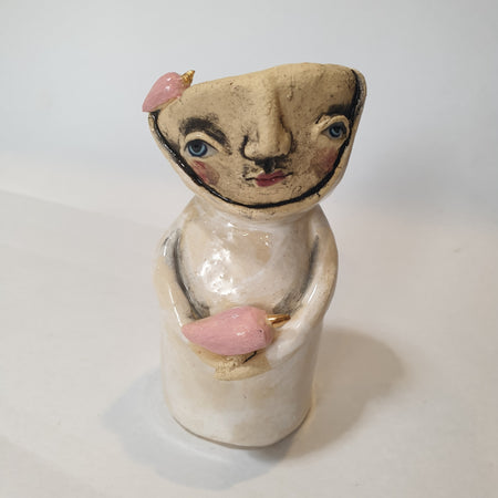 cute clay character. pink birds