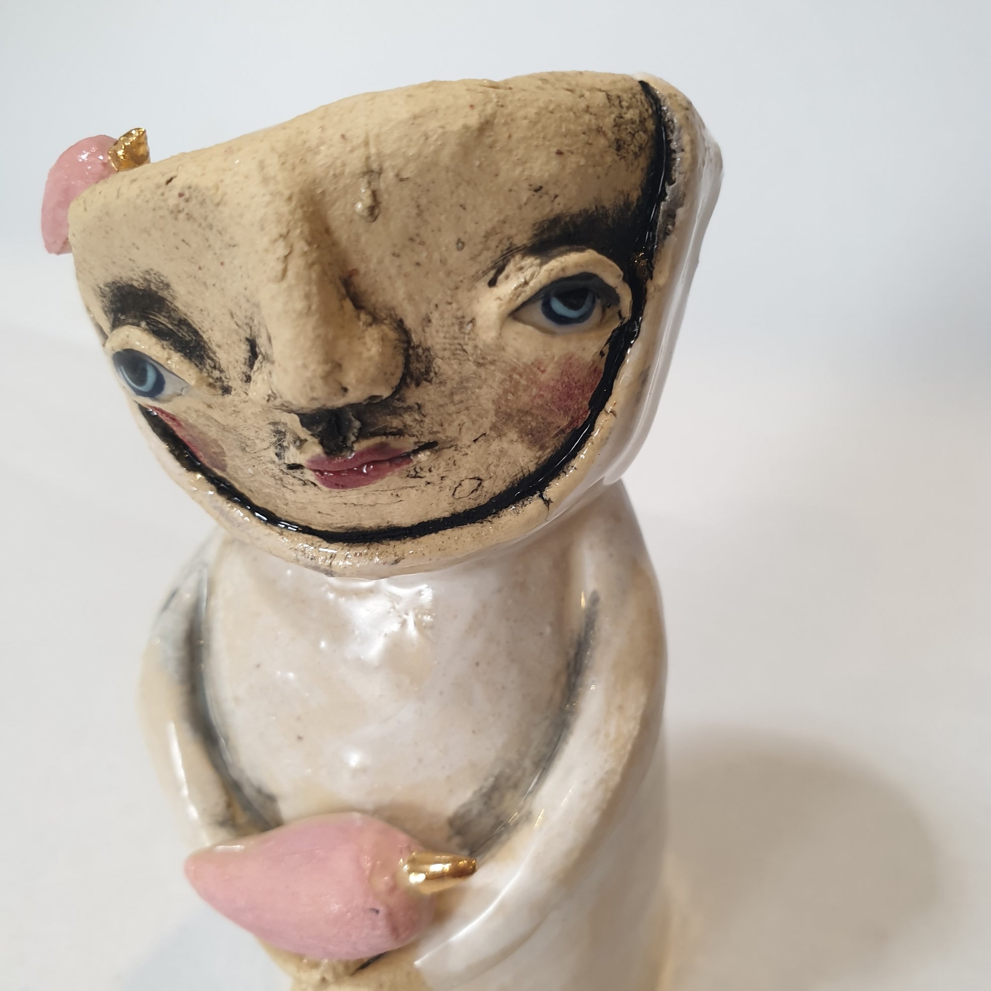 cute clay character. pink birds