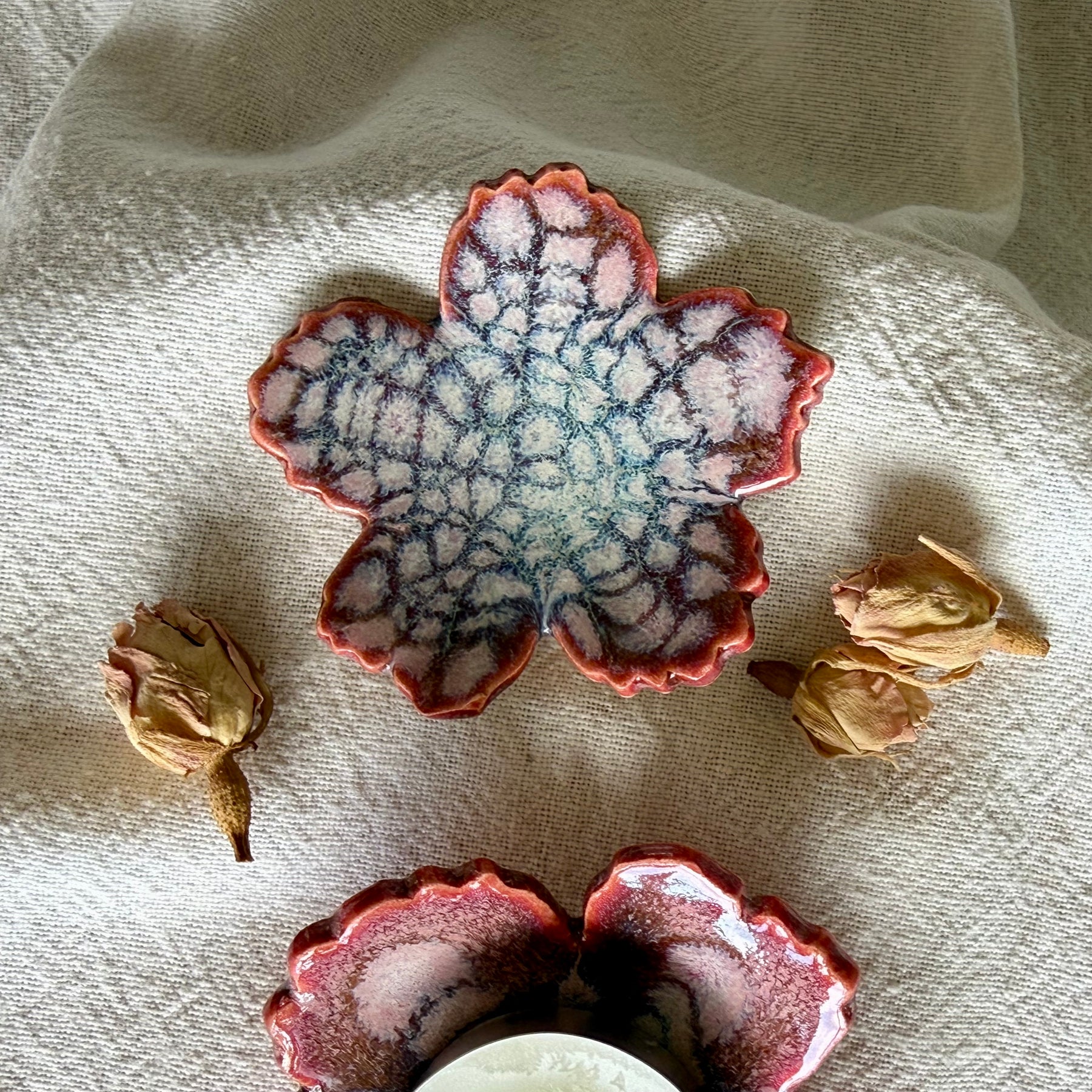 Porcelain Petal Dish | Tea Light Holder or Trinket Dish | Ceramic