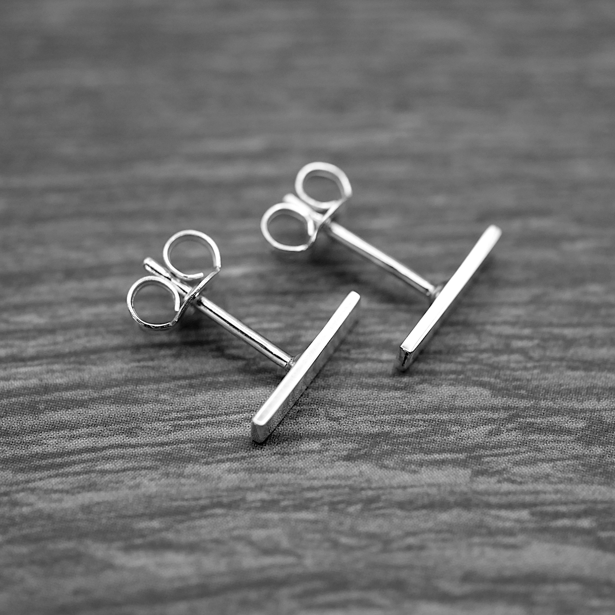 Silver Bar Studs - Handmade Shiny Sterling Silver Earrings
