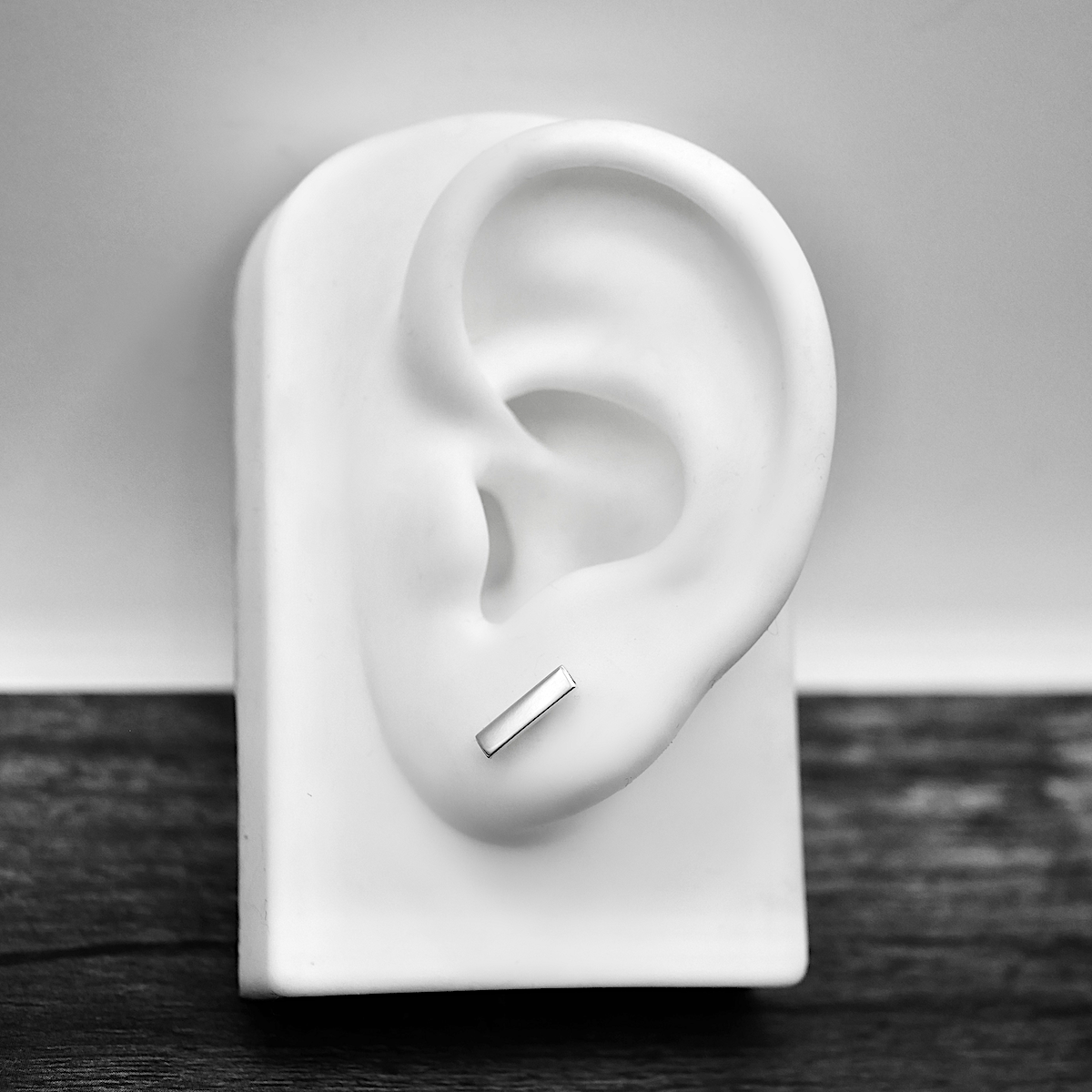 Silver Bar Studs - Handmade Shiny Sterling Silver Earrings