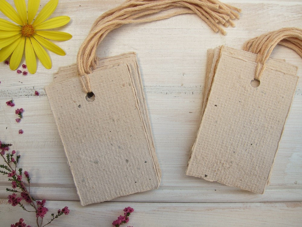 Green tea handmade recycled paper swing tags