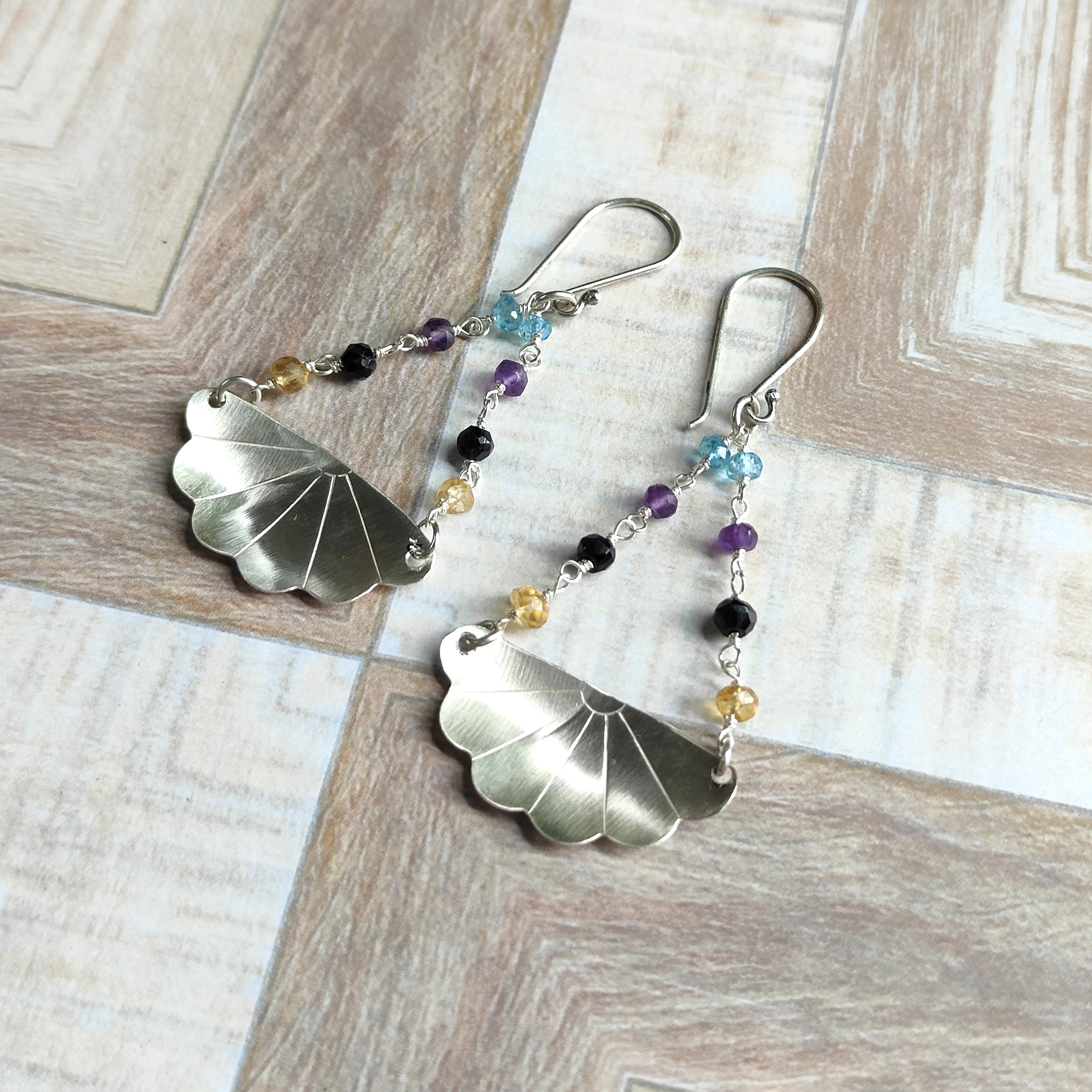 Japanese Iced Tea Spoon Earrings – Topaz, Amethyst, Spinel, Citrine