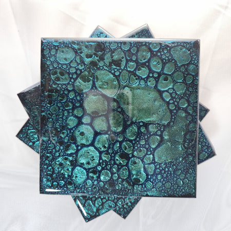 Resin Art Drink Coasters Set of 4, Epoxy Resin Coasters, Drinkware