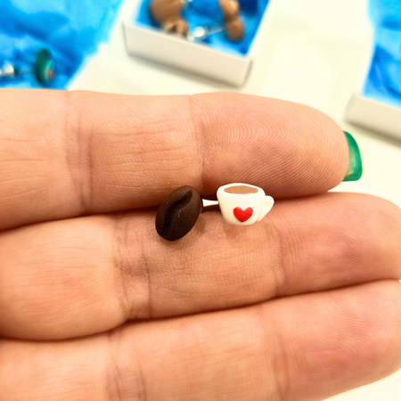 Coffee bean/coffee cup stud earrings