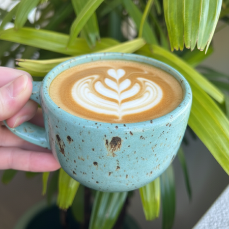 Handmade 275ml ceramic speckled turquoise mug