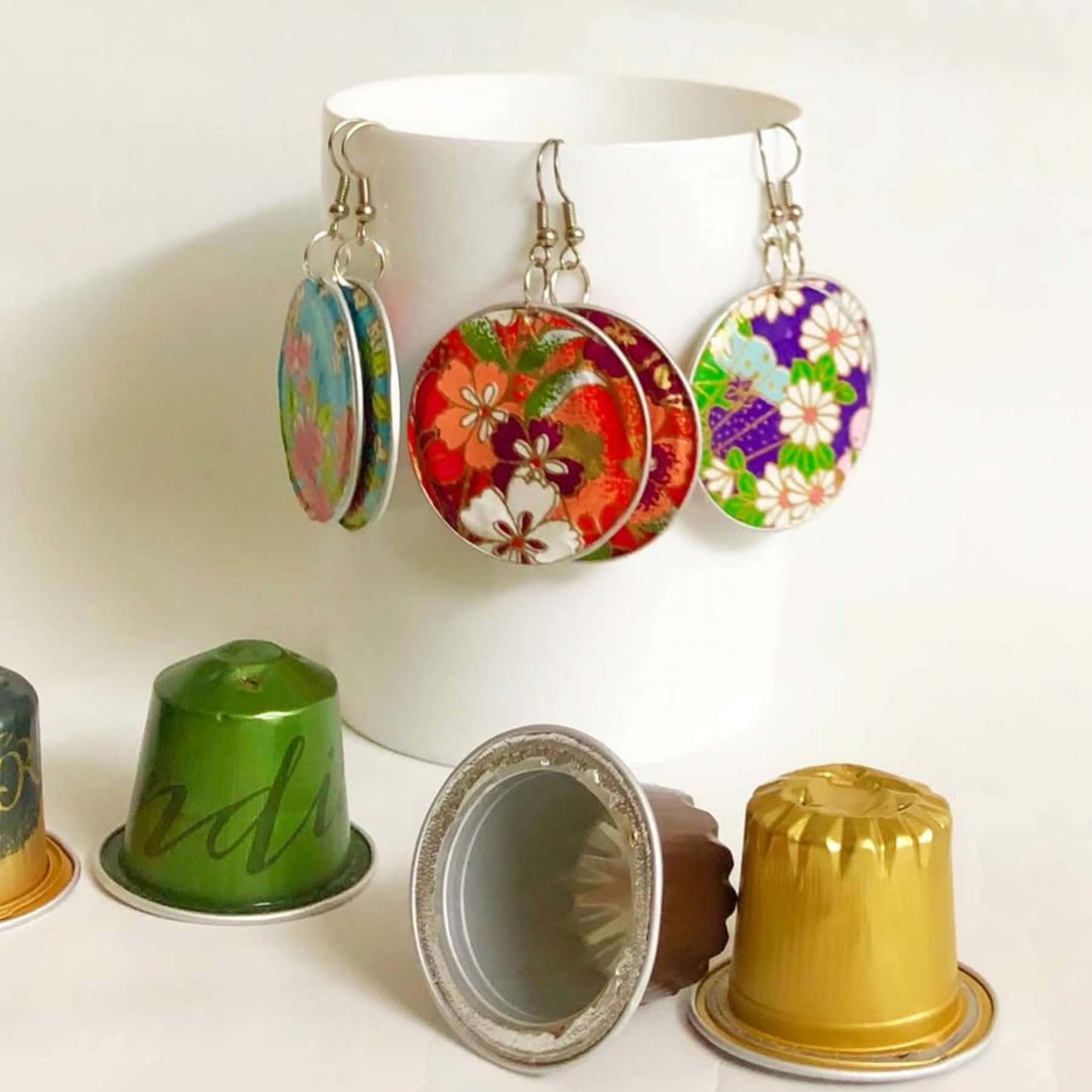 Recycled Coffee Pod Statement Earrings