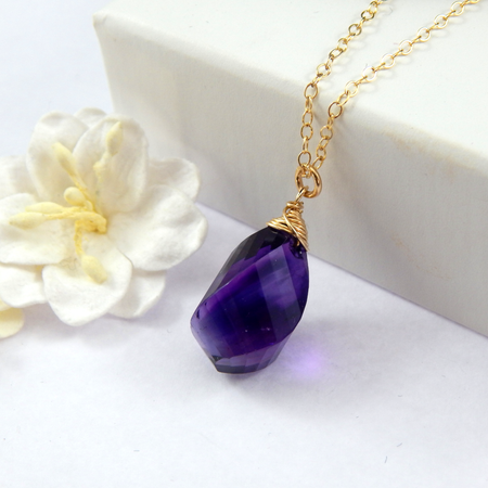 Amethyst Necklace,African Amethyst Twist Necklace,February Birthday