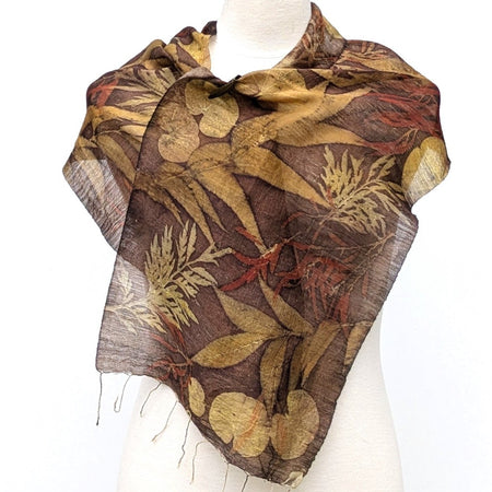 Silk/wool scarf- botanical contact print
