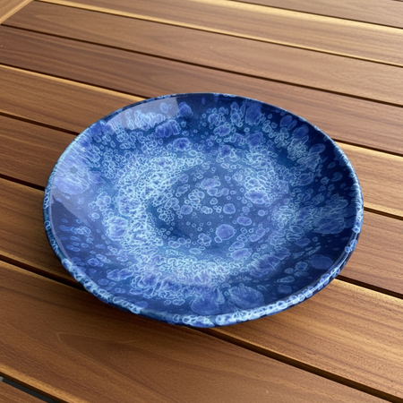 Handcrafted Crystal Blue Pottery Bowl
