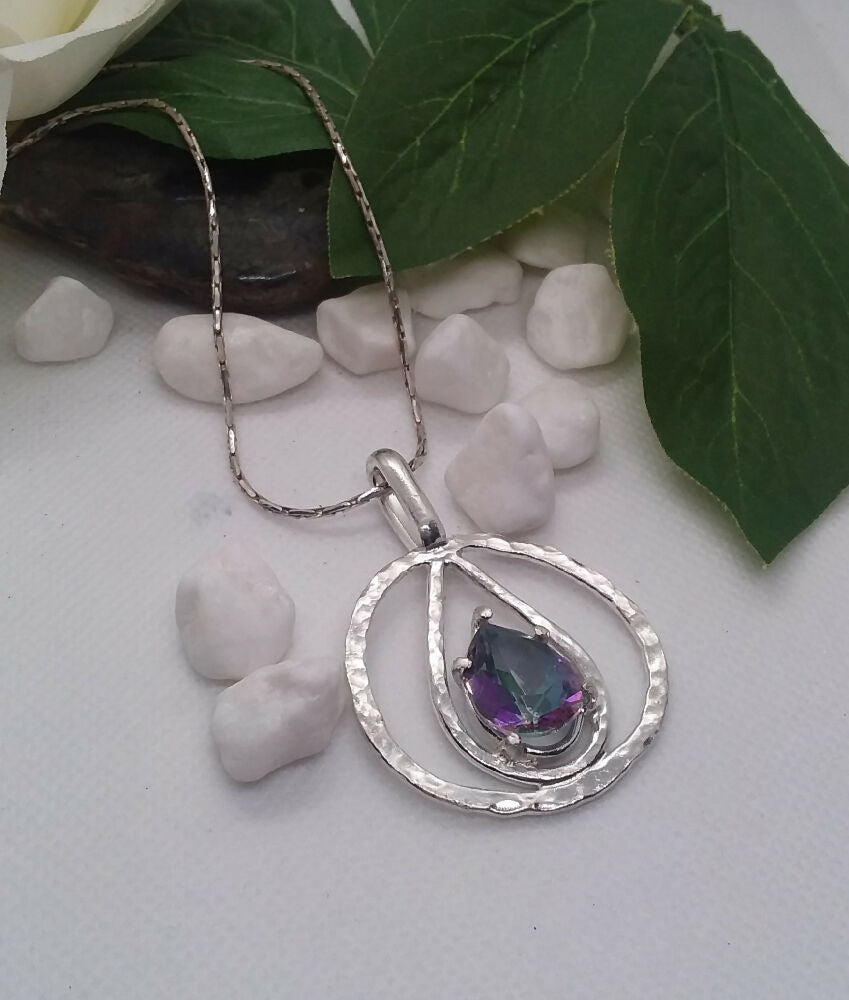 Sterling Silver and mystic topaz pendant