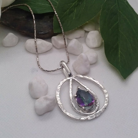 Sterling Silver and mystic topaz pendant