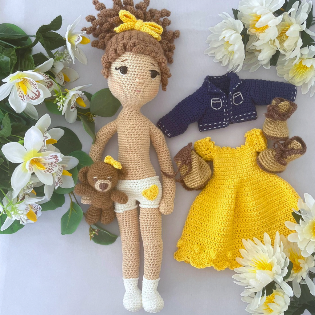 Crochet Doll Miss Lou Lou - 50 cms