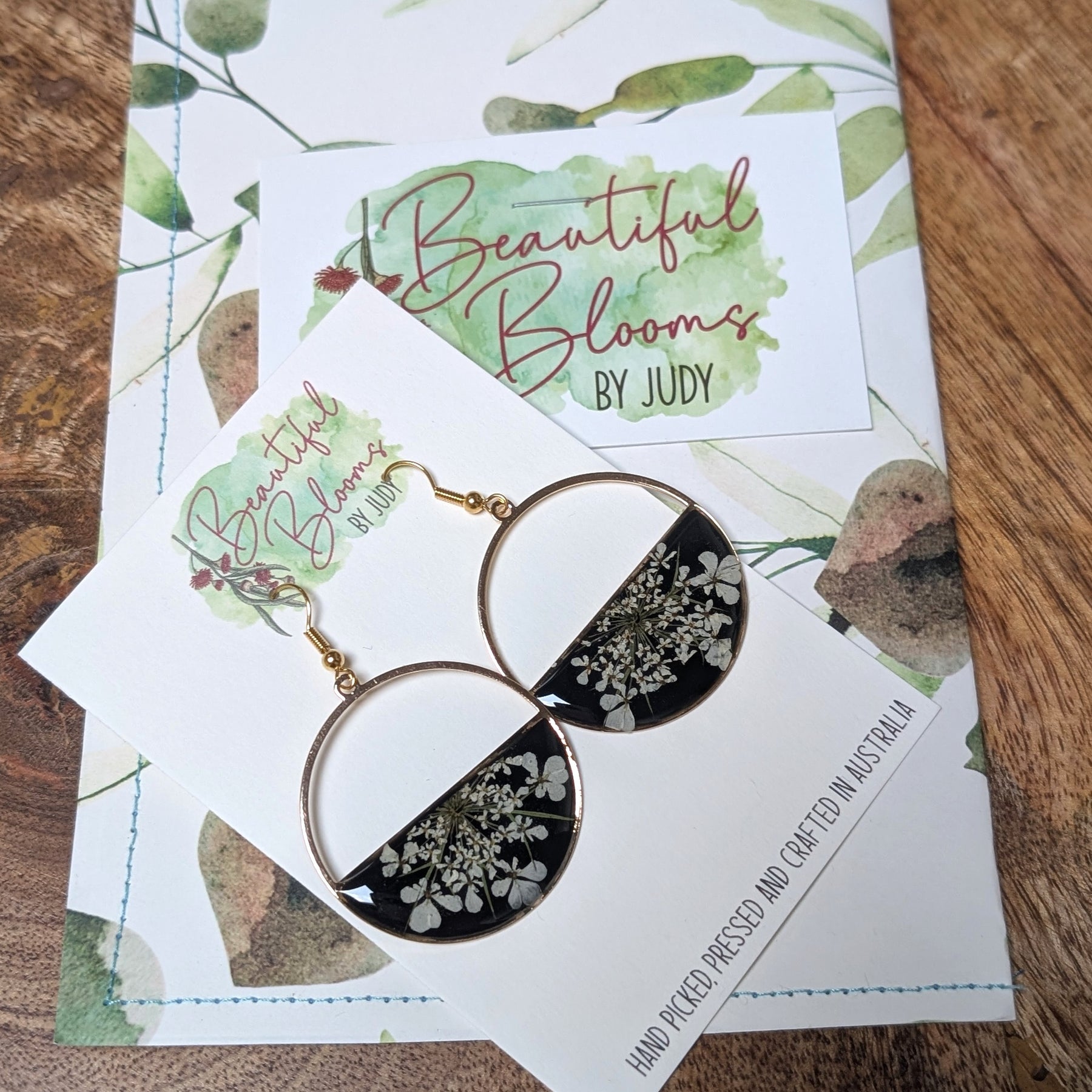 Queen Anne's Lace pressed flower earrings