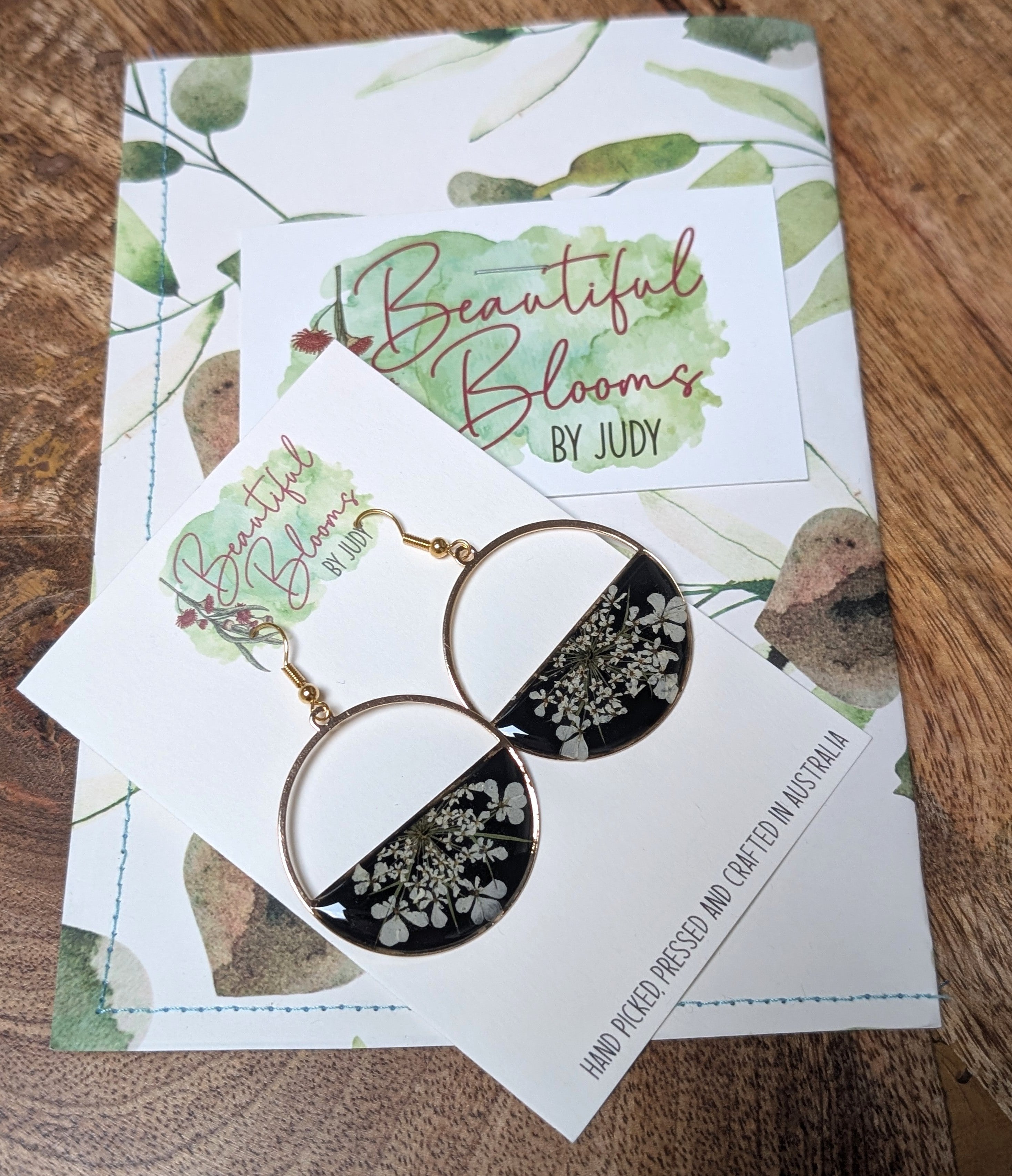 Queen Anne's Lace pressed flower earrings