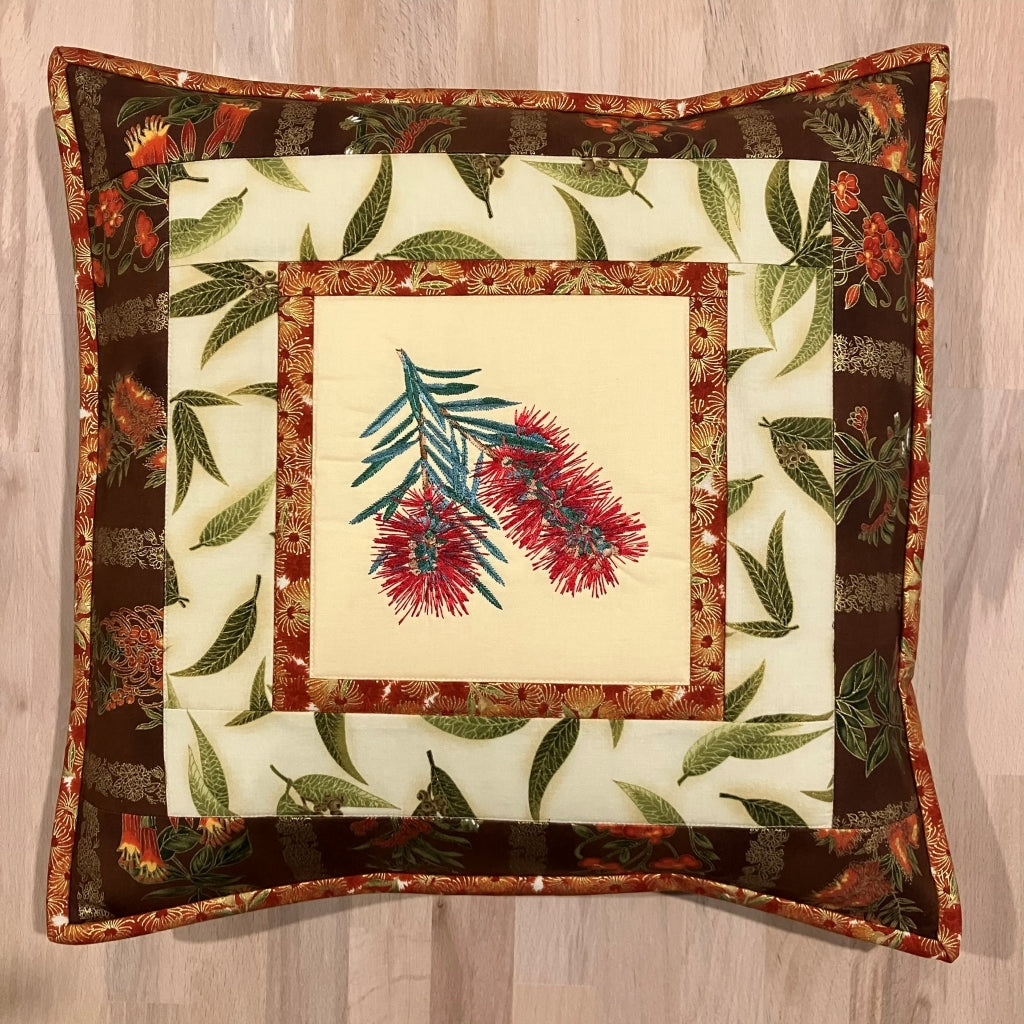 handmade Australian native quilted - bottlebrush
