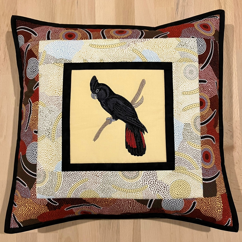 handmade Australian native quilted - red tailed black cockatoo