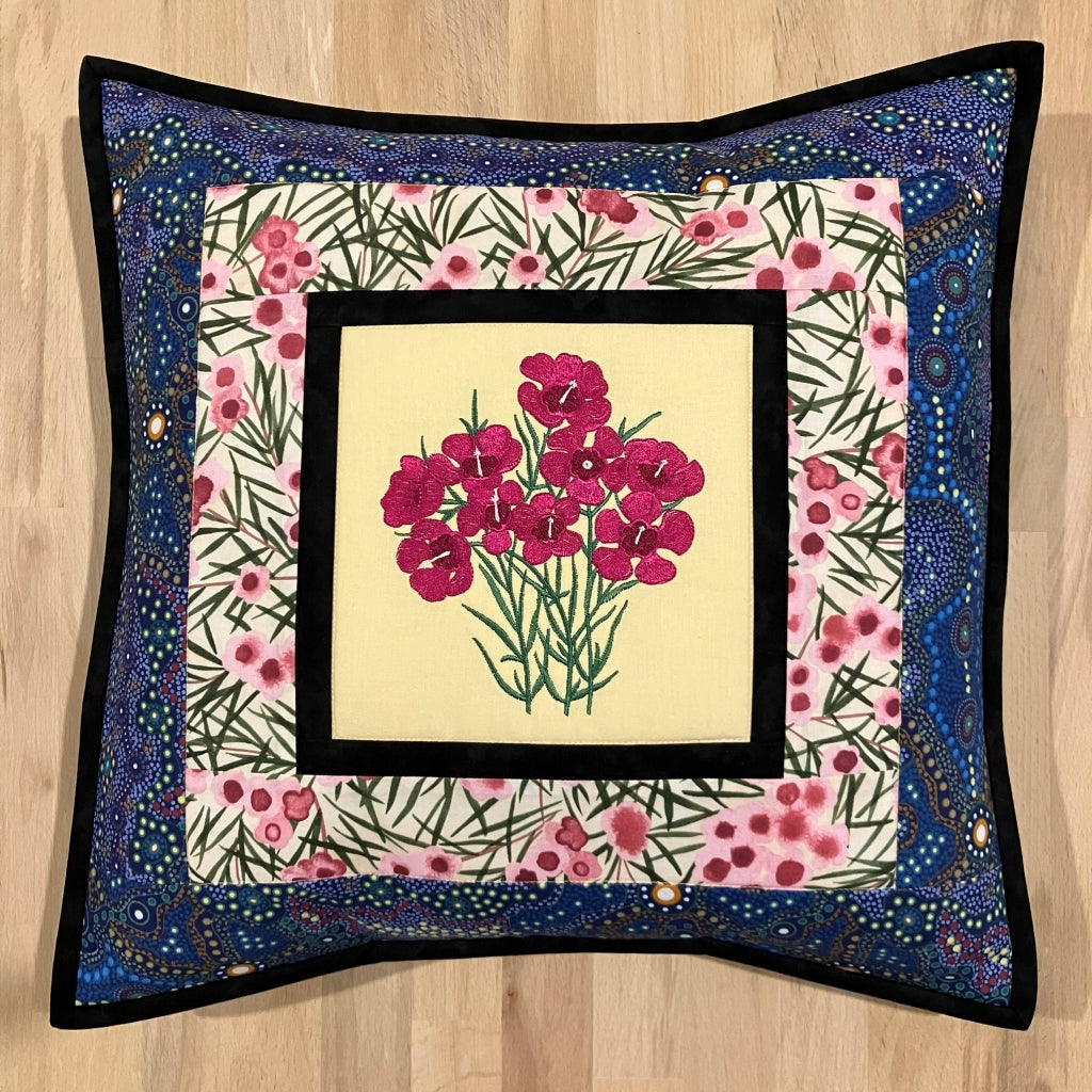 handmade Australian native quilted - geraldton wax (deep pink)