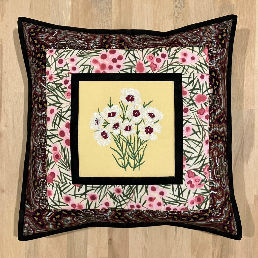 handmade Australian native quilted - geraldton wax (white)