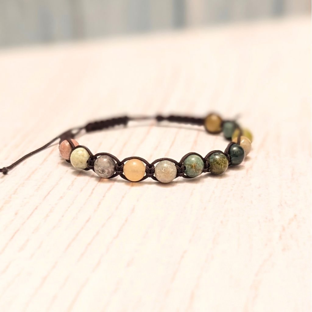 Womans mixed gemstone bracelet - Shamballa style - adjustable