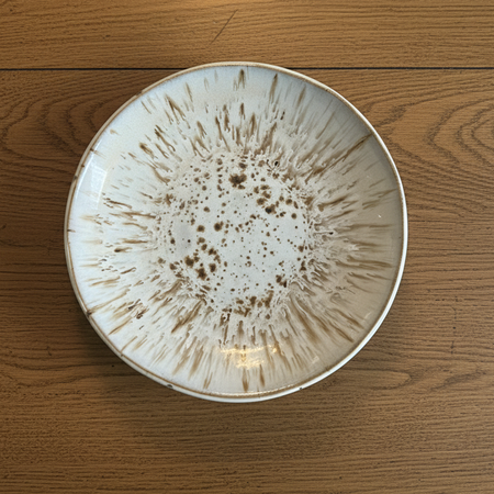 Handmade speckled beige ceramic plate