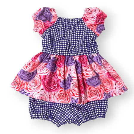 SIZE 0 Matilda Baby Dress Set - Roses & Gingham