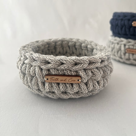 Mini Basket - crocheted - colour Grey Marle