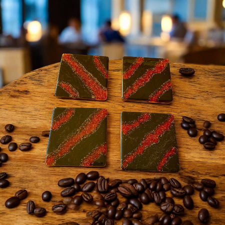 Red and black coasters