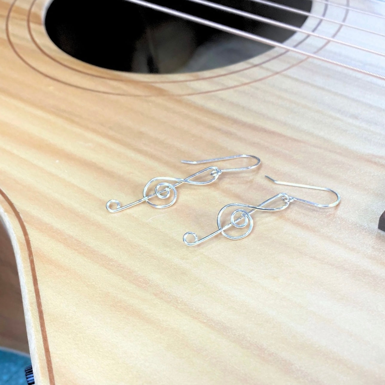 Treble clef dangle earrings  | sterling silver or stainless steel | Music lover gift