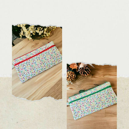 Handmade Pick Up Stix Double Zippered Pencil Case