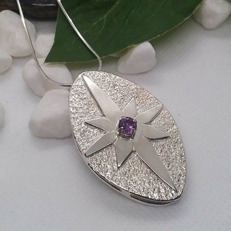 Sterling Silver, amethyst star pendant