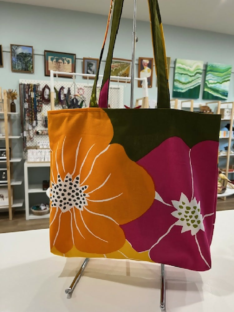 gorgeous olive floral shopper tote