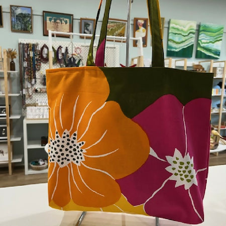 gorgeous olive floral shopper tote